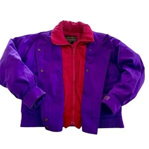 Vintage Eddie Bauer Goose Down Pink Purple Jacket Women’s Size Large Ski Hiking